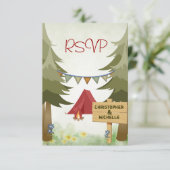 Camping Zelt Campfire Woodland Wedding RSVP Card (Stehend Vorderseite)