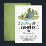 Camping Zelt Einladung Geburtstag Camp out Boy<br><div class="desc">Ich finde es toll,  Ihre Gäste zu einer Geburtstagsfeier einzuladen! Camping Thema mit Blau für einen Jungen.</div>