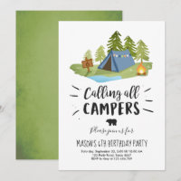 Camping Zelt Einladung Geburtstag Camp out Boy
