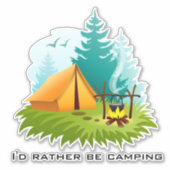 Camping Zelt-Holz-Designkleber Aufkleber (Vorderseite)
