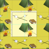 Camping Zelt, Lagerfeuer und Smores Muster Stoff (Kachel)