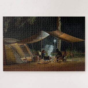 Camping-Zelt Nacht Natur Outdoor Wald Kochen Feuer Puzzle