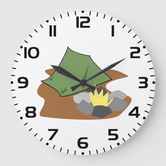 Camping Zelt und Campfire Abenteuer im Freien Große Wanduhr (Vorderseite)