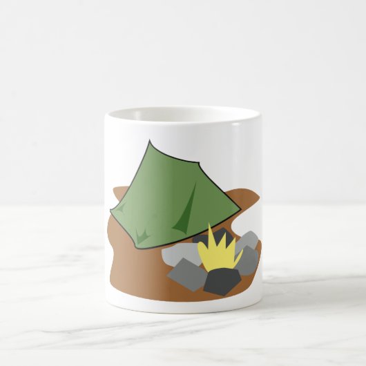 Camping Zelt und Campfire Abenteuer im Freien Kaffeetasse (Mittel)