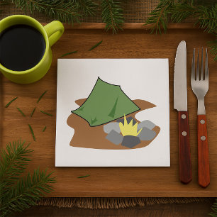 Camping Zelt und Campfire Abenteuer im Freien Serviette