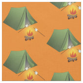 Camping Zelt und Campfire-Muster Stoff (Nahaufnahme)
