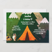 Camping Zeltwaldtiere und Berge Geburtstag Einladung (Rückseite)