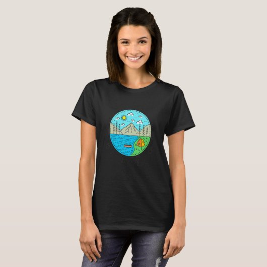Camping zum Angeln mein glücklicher Ort Spy Pond T-Shirt (Vorne ganz)