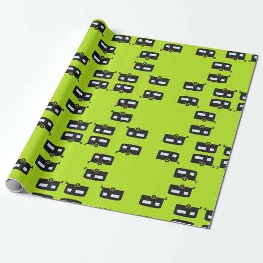 Campinganhänger auf grün geschenkpapier (Ungerollt)