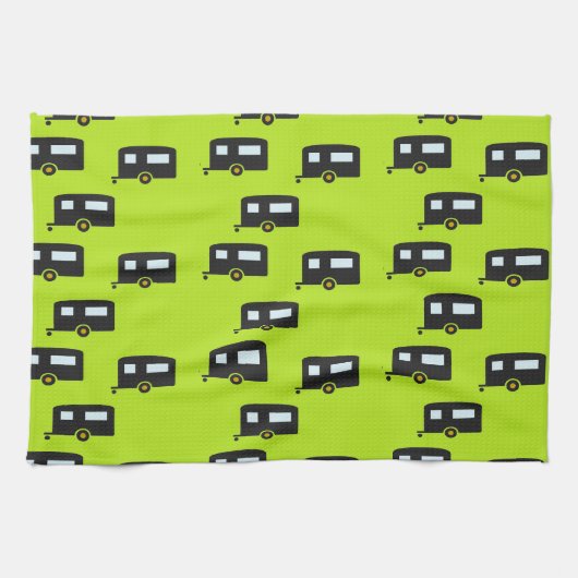 Campinganhänger auf grün geschirrtuch (Horizontal)