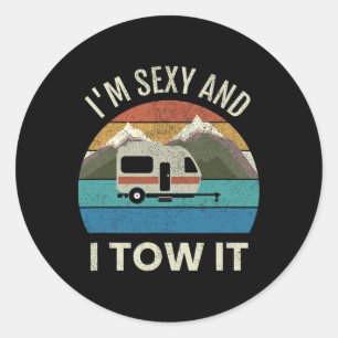 Campinganhänger RV-Geschenk Vintage Lustig Ich bin Runder Aufkleber