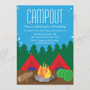 Campingbon-Feuer-Geburtstags-Party Einladung