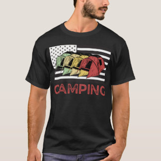 Campingeam Vintage Amerikanische Flagge Mädchen T-Shirt