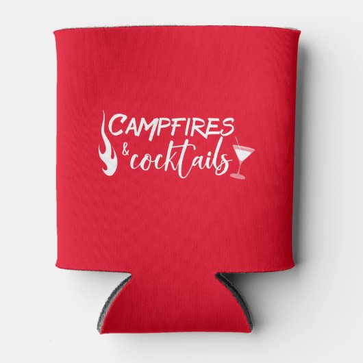 Campingfeuer und Cocktails Camping trinken Dosenkühler (Vorderseite)