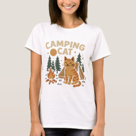 Campingkatze mit Zelt und Lagerfeuer T-Shirt