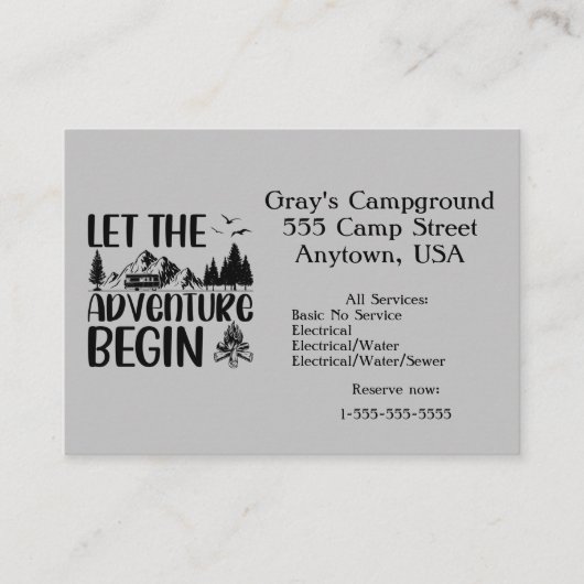 Campingplatz Adventures Visitenkarte (Vorderseite)