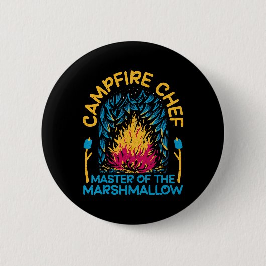 Campingplatz Chef Meister des Marshmallow Wandernd Button (Vorderseite)
