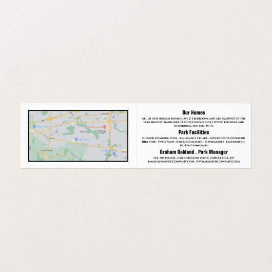 Campingplatz, Holiday Park im Detail Visitenkarten (Innenseite Aufgefaltet)