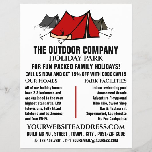 Campingplatz, Holiday Park Werbung Flyer (Vorne)