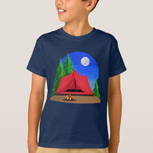 Campingplatz Unter dem T-Shirt eines Vollmond-Kind (Vorderseite)