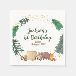 Campingplatz Wasserfarbe 1. Geburtstag Papier Napk Serviette