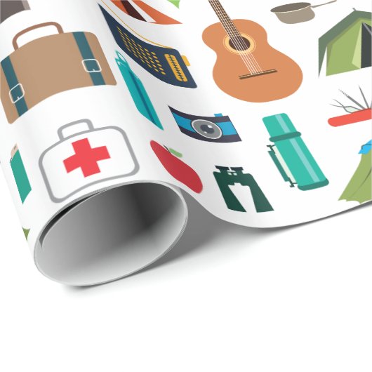 Campings-Ausrüstung Geschenkpapier (Rolleneckpunkt)