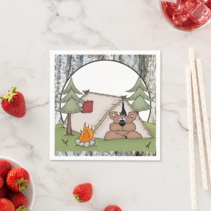 Campings-Bärn-Cartoon-Party-Papierservietten Serviette