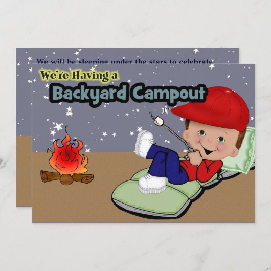 Campings-Geburtstags-Party Einladung (Vorne/Hinten)