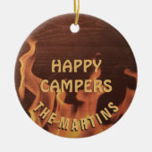 Campings-glücklicher Lagerbewohner-Lagerfeuer Keramikornament (Vorne)