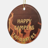 Campings-glücklicher Lagerbewohner-Lagerfeuer Keramikornament (Links)