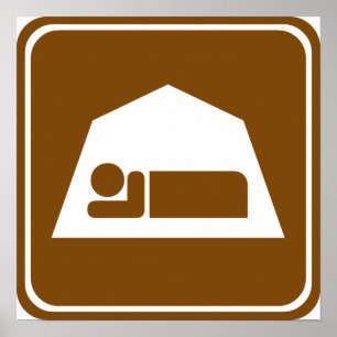 Campings-Landstraßen-Zeichen Poster