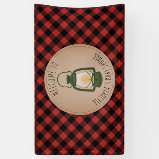 Campings-Laternen-kariertes Banner (Vertikal)