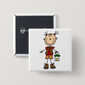 Campings-Mädchen mit Laternen-T-Shirts und Button (Vorne & Hinten)