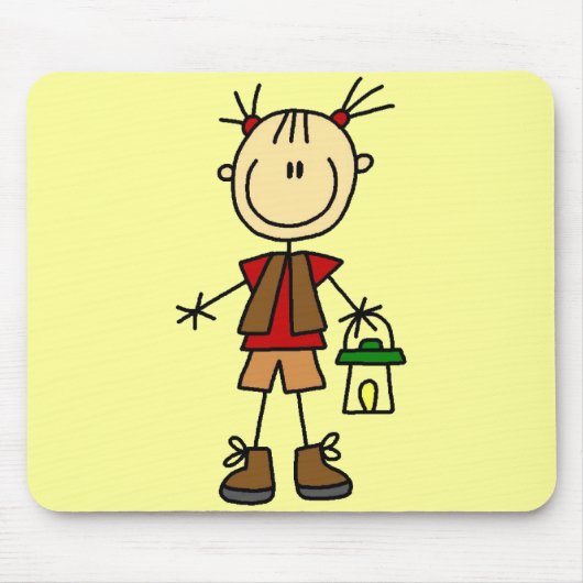 Campings-Mädchen mit Laternen-T-Shirts und Mousepad (Vorne)