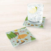 Campings-Muster Glasuntersetzer (Schrägansicht)