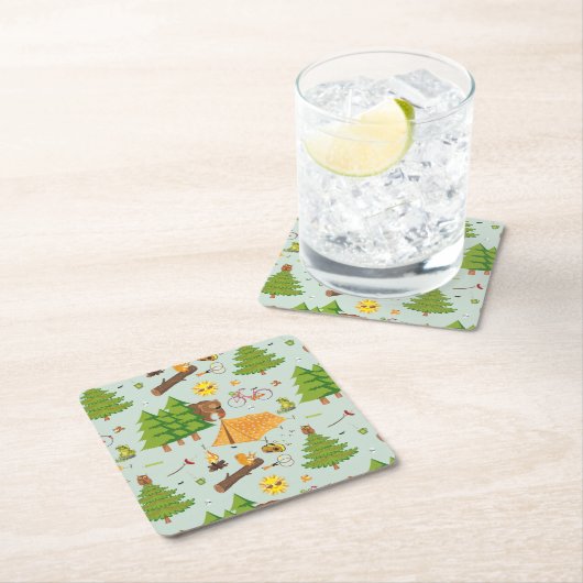 Campings-Muster Rechteckiger Pappuntersetzer (Vor Ort)