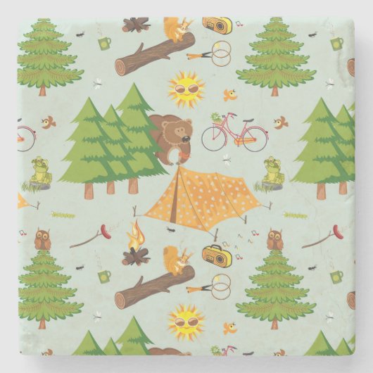 Campings-Muster Steinuntersetzer (Vorderseite)