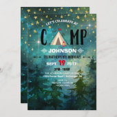 Campings-Nachtzeit-Waldwildnis-Geburtstag Einladung (Vorne/Hinten)