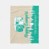 Campings-Spaß-glücklicher Lagerbewohner-rustikaler Fleecedecke (Vorderseite)