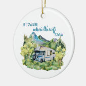 Campings-Szene Watercolor RV Motorhome Keramik Ornament (Links)