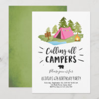 Campings-Zelt-Einladungs-Geburtstag kampieren