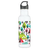 Campingsmuster-Eulenillustration Edelstahlflasche (Vorderseite)