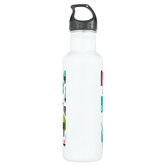 Campingsmuster-Eulenillustration Edelstahlflasche (Rückseite)