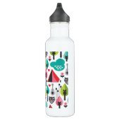 Campingsmuster-Eulenillustration Edelstahlflasche (Rechts)
