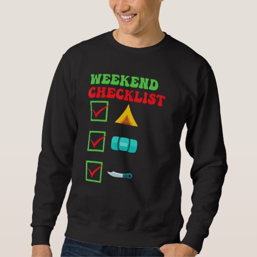 Campingwochenende Checkliste Zelt Schlafsäcke Mess Sweatshirt (Vorderseite)