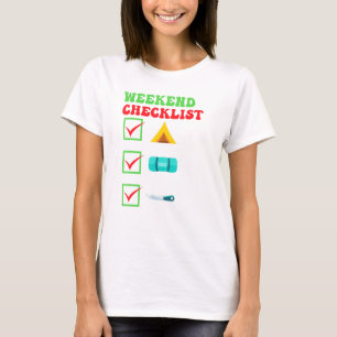 Campingwochenende Checkliste Zelt Schlafsäcke Mess T-Shirt
