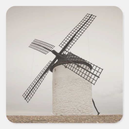 Campo de Criptana, antike Windmühlen La Mancha Quadratischer Aufkleber (Vorderseite)