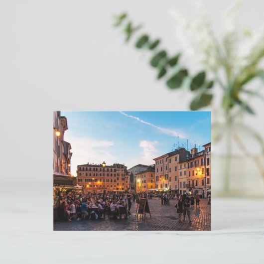 Campo de' Fiori Rom Postkarte | Sonnenuntergang (Stehend Vorderseite)