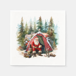 Campo Santa Claus Weihnachts-Camping Wasserfarbe Serviette