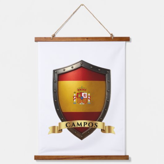 Campos Spain Heraldic Name Shield Wandteppich Mit Holzrahmen (Vorderseite)